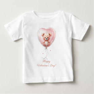 Teddy im Herzballon Valentins-Design Baby T-shirt