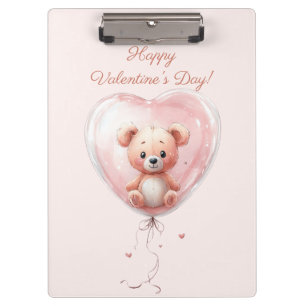 Teddy im Herzballon Valentins-Design Klemmbrett