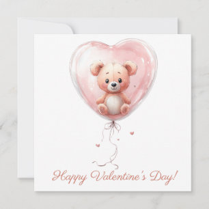 Teddy im Herzenballon Valentinsdesign Karte