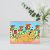 Teddy im Mohnfeld Postkarte (Stehend Vorderseite)