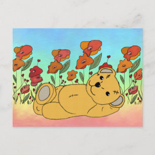 Teddy im Mohnfeld Postkarte
