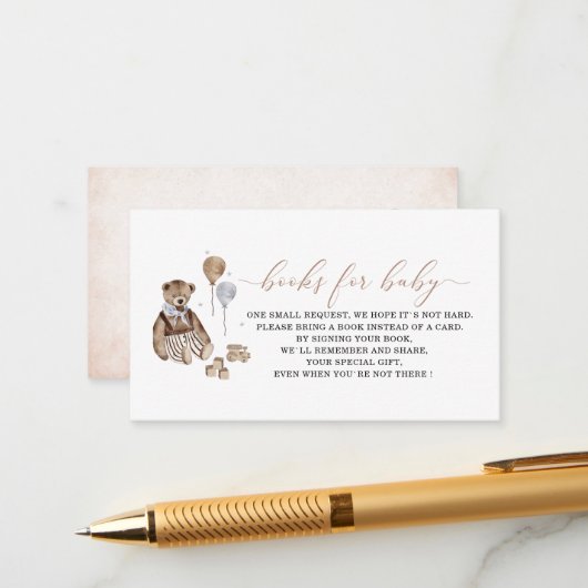 Teddy in Aquarell trägt Vintage Kinderzimmer Babyd Begleitkarte (Vorderseite/Rückseite Beispiel)