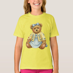 Teddy in einem blauen Linenkleid mit Cupcake T-Shirt