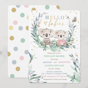 Teddy Koala Baby Shower-Vorlage für Junge und Mädc Einladung