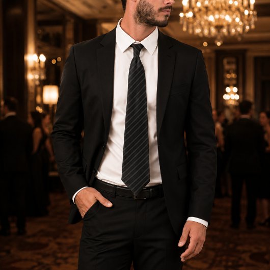 Teddy Krawatte | Mitternachtsschwarzer Pinstripe L