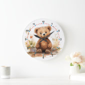 Teddy lasse Ihrem Kind bei, die Zeit zu lesen Große Wanduhr (Zuhause)