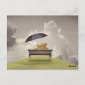 TEDDY-LIEBE. TEDY BÄREN IN LIEBE HUG IM REGEN POSTKARTE (Rückseite)