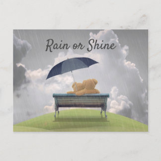 TEDDY-LIEBE. TEDY BÄREN IN LIEBE HUG IM REGEN POSTKARTE