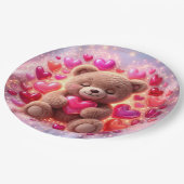 Teddy Love Party Teller 💖Pappteller (Schrägansicht)