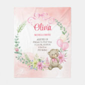 Teddy mit Blumenbogen Babystatustuch Fleecedecke (Vorderseite)