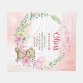 Teddy mit Blumenbogen Babystatustuch Fleecedecke (Vorderseite (Horizontal))