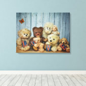 Teddy mit Freunde Leinwanddruck (Insitu (Holzboden))
