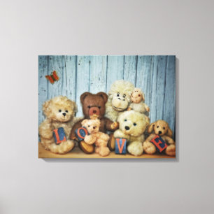 Teddy mit Freunde Leinwanddruck