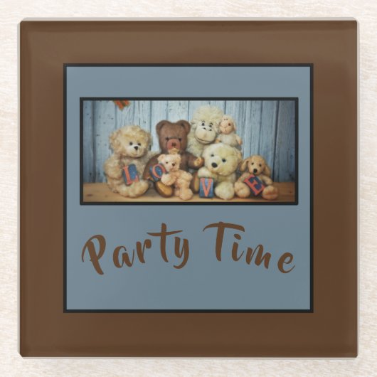 Teddy mit Freunden Party Time - Glasuntersetzer (Vorderseite)
