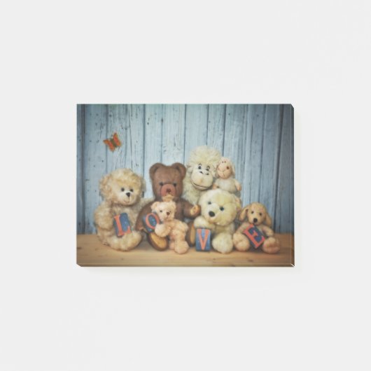 Teddy mit Freunden Post-it Klebezettel (Vorderseite)