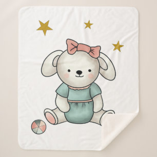 Teddy mit Kleid und Band Sherpadecke