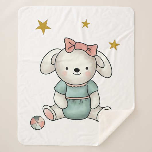 Teddy mit Kleid und Band Sherpadecke (Vorderseite)