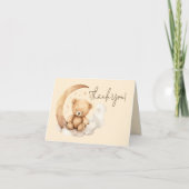 Teddy Moon Baby Shower Dankeskarte (Vorderseite)
