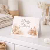 Teddy-Neutral-Babyshower-Karten gefaltet Einladung