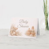 Teddy-Neutral-Babyshower-Karten gefaltet Einladung (Vorderseite)