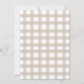 Teddy Neutral Gingham Bearly Wait Bow Baby Shower Einladung (Rückseite)