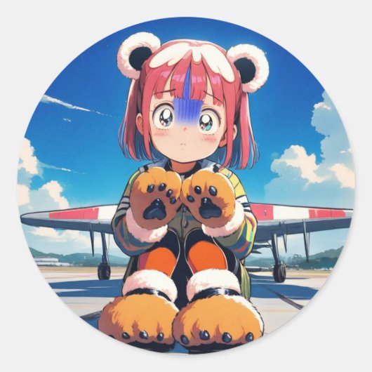 Teddy Oars über Tarmac Runder Aufkleber (Vorderseite)