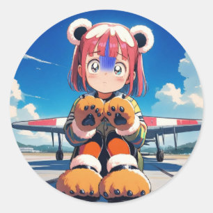 Teddy Oars über Tarmac Runder Aufkleber