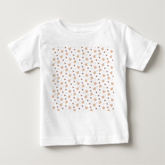 Teddy Pattern mit Herz Baby T-shirt (Vorderseite)