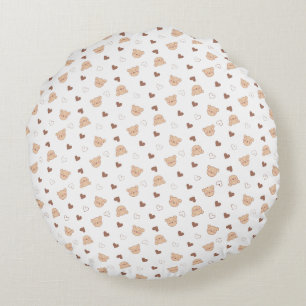 Teddy Pattern mit Herz Rundes Kissen