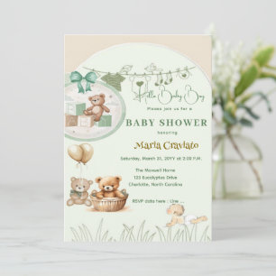 Teddy Picnic Baby Shower Einladung