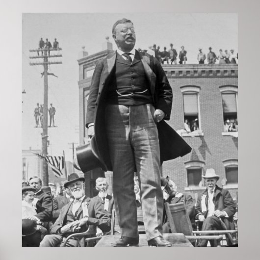 Teddy Roosevelt adressiert Crowd im Jahr 1905 Vint Poster (Vorne)