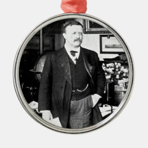 Teddy Roosevelt am Weißen Haus 1912 Vintag Ornament Aus Metall