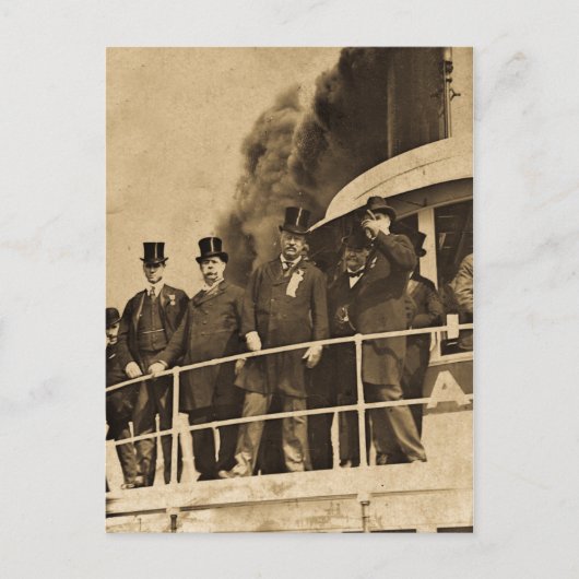 Teddy Roosevelt auf dem Steamer Tashmoo Vintag Postkarte (Vorderseite)
