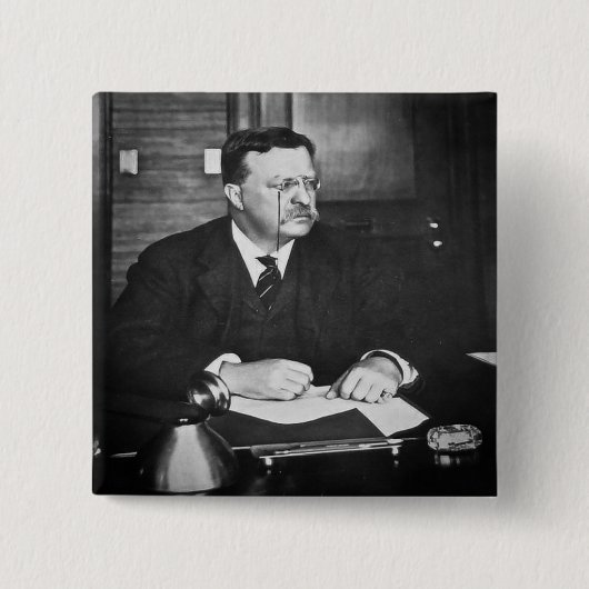 Teddy Roosevelt bei der Arbeit 1912 Button (Vorderseite)
