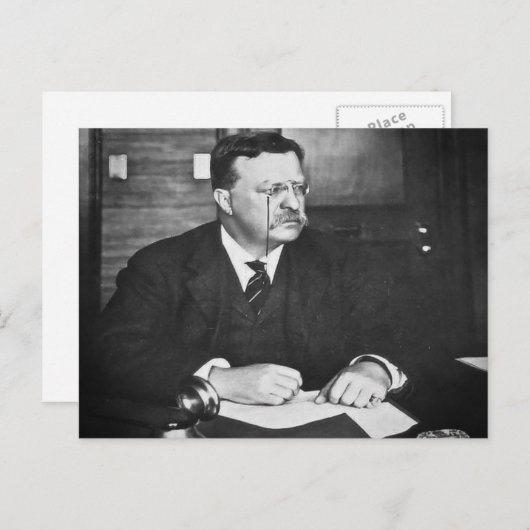 Teddy Roosevelt bei der Arbeit im Jahr 1912 Postkarte (Vorne/Hinten)