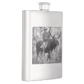 Teddy Roosevelt, der einen Stier-Elch reitet Flachmann (Rechts)