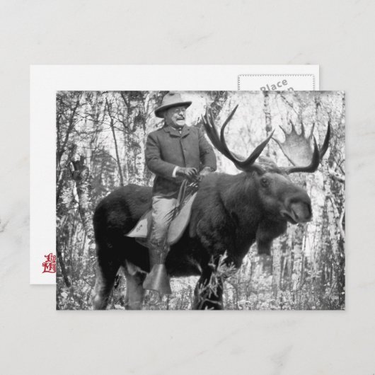 Teddy Roosevelt Reiten auf dem Weg zum Elch Postkarte (Vorne/Hinten)