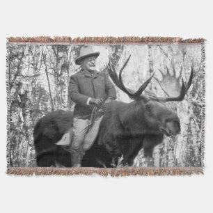 Teddy Roosevelt reitet auf einem Bull Moose Decke