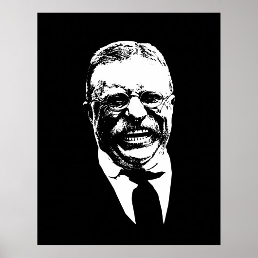 Teddy Roosevelt — Schwarz und Weiß Poster (Vorne)