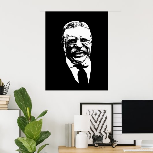 Teddy Roosevelt — Schwarz und Weiß Poster (Heimbüro)
