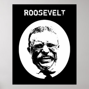 Teddy Roosevelt — Schwarz und Weiß Poster