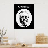 Teddy Roosevelt — Schwarz und Weiß Poster (Küche)
