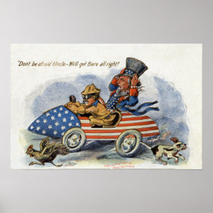 Teddy Roosevelt & Uncle Sam im Patriotischen Auto Poster