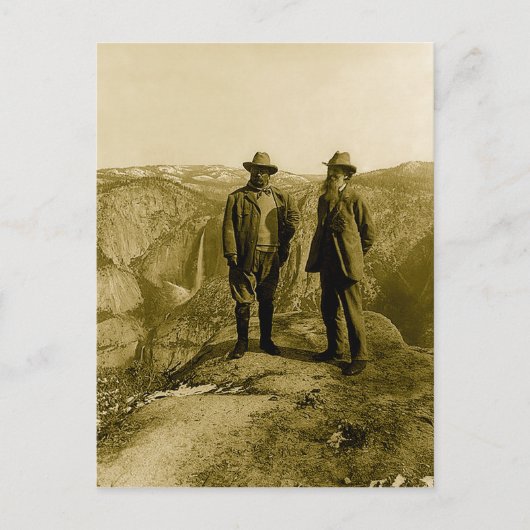 Teddy Roosevelt und John Muir am Glacier Point Postkarte (Vorderseite)