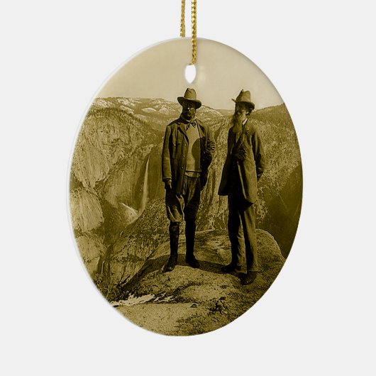 Teddy Roosevelt und John Muir am Gletscher-Punkt Keramik Ornament (Rechts)