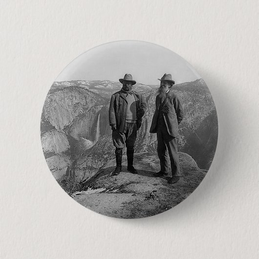 Teddy Roosevelt und John Muir in Yosemite Button (Vorderseite)