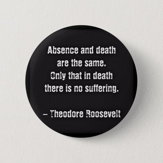 Teddy Roosevelt Zitat - Abwesenheit und Tod Button (Vorderseite)