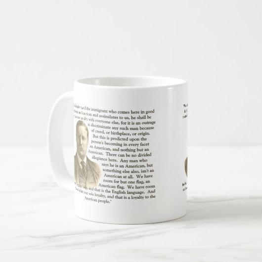 Teddy Roosevelt-Zitat Kaffeetasse (Vorderseite Links)