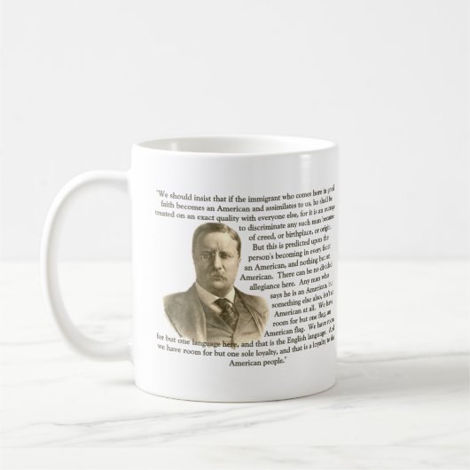 Teddy Roosevelt-Zitat Kaffeetasse (Links)