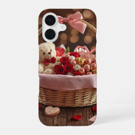 Teddy Rose Basket Romantic Valentine Aesthetic iPhone 16 Hülle
